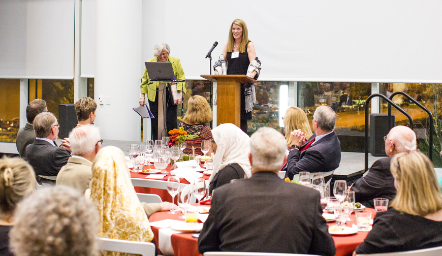 Dr. Barbara Sherman speaks at award banquet