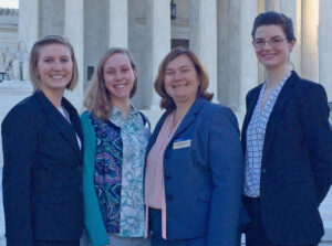Pictured from left to right: Liz Punger (2017), Stephanie Folkerts (2018), Dr. Rebecca Stinson (AVMA Vice President), Laura Johnson (2017)