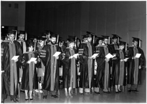 The class of 1985's Oath and Hooding ceremony