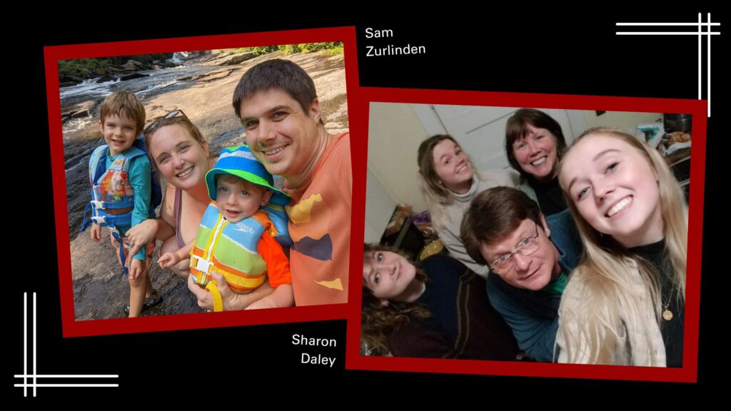 Sam Zurlinden and her family; Sharon Daley and her family
