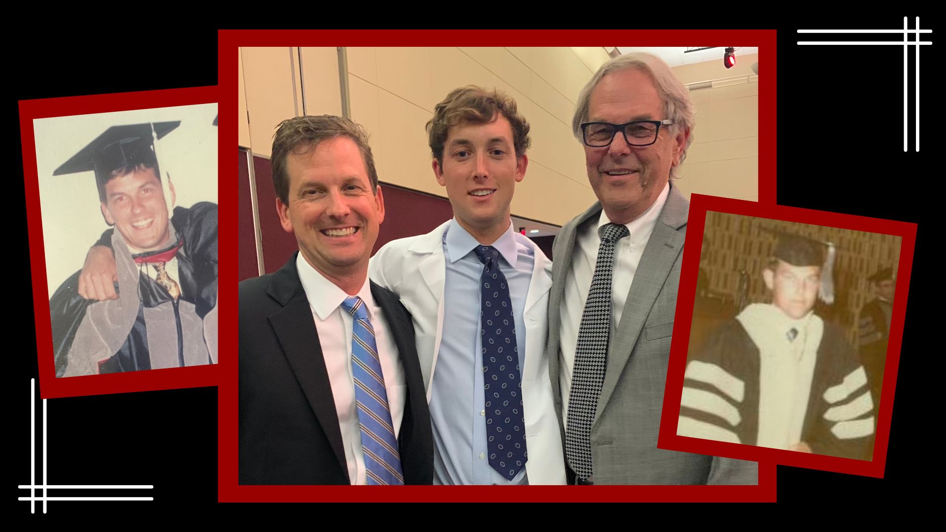 Gabe Steinman with his father and grandfather, both veterinarians
