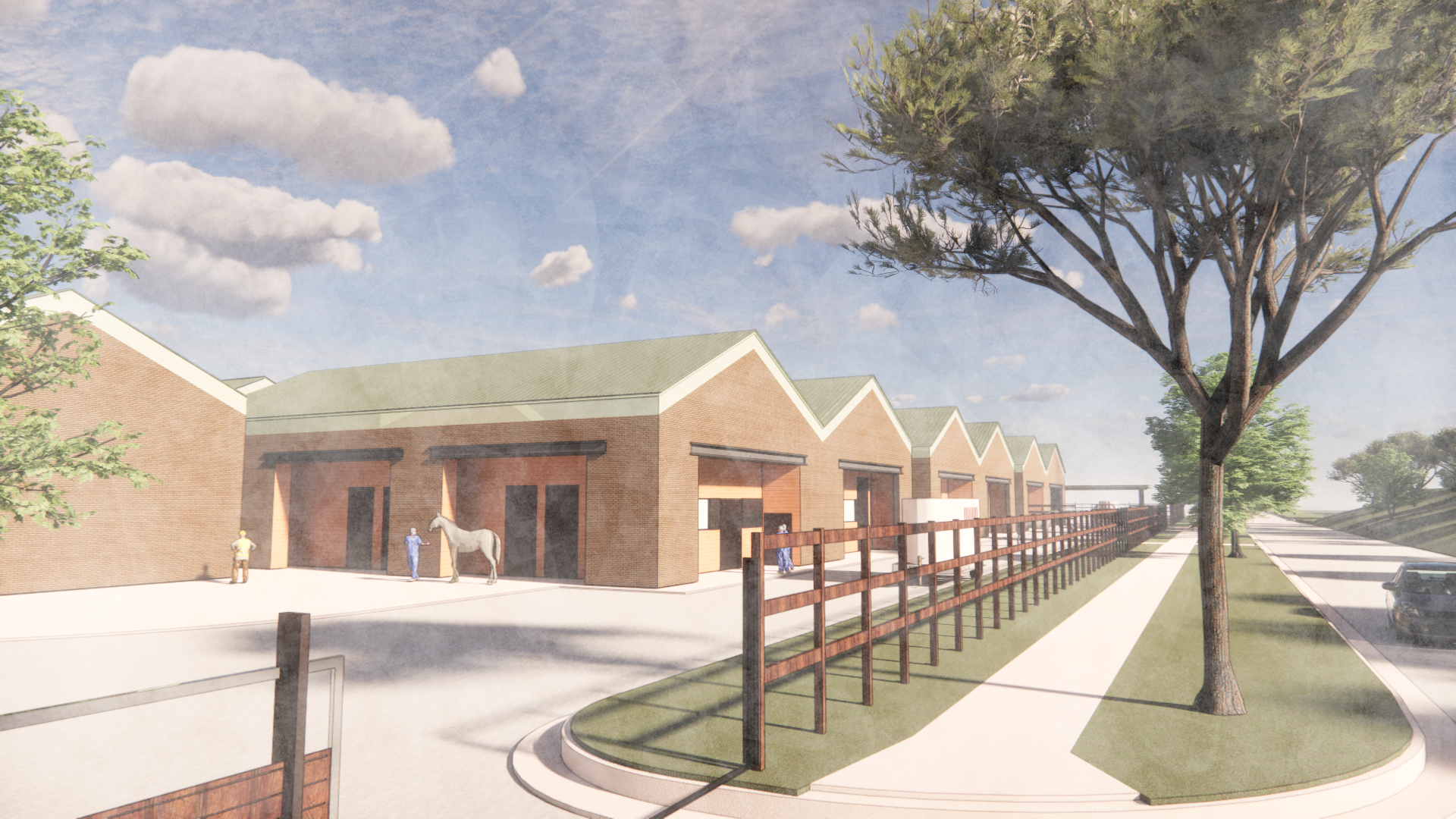 A rendering of the expanded Large Animal Hospital on the NC State College of Veterinary Medicine campus.
