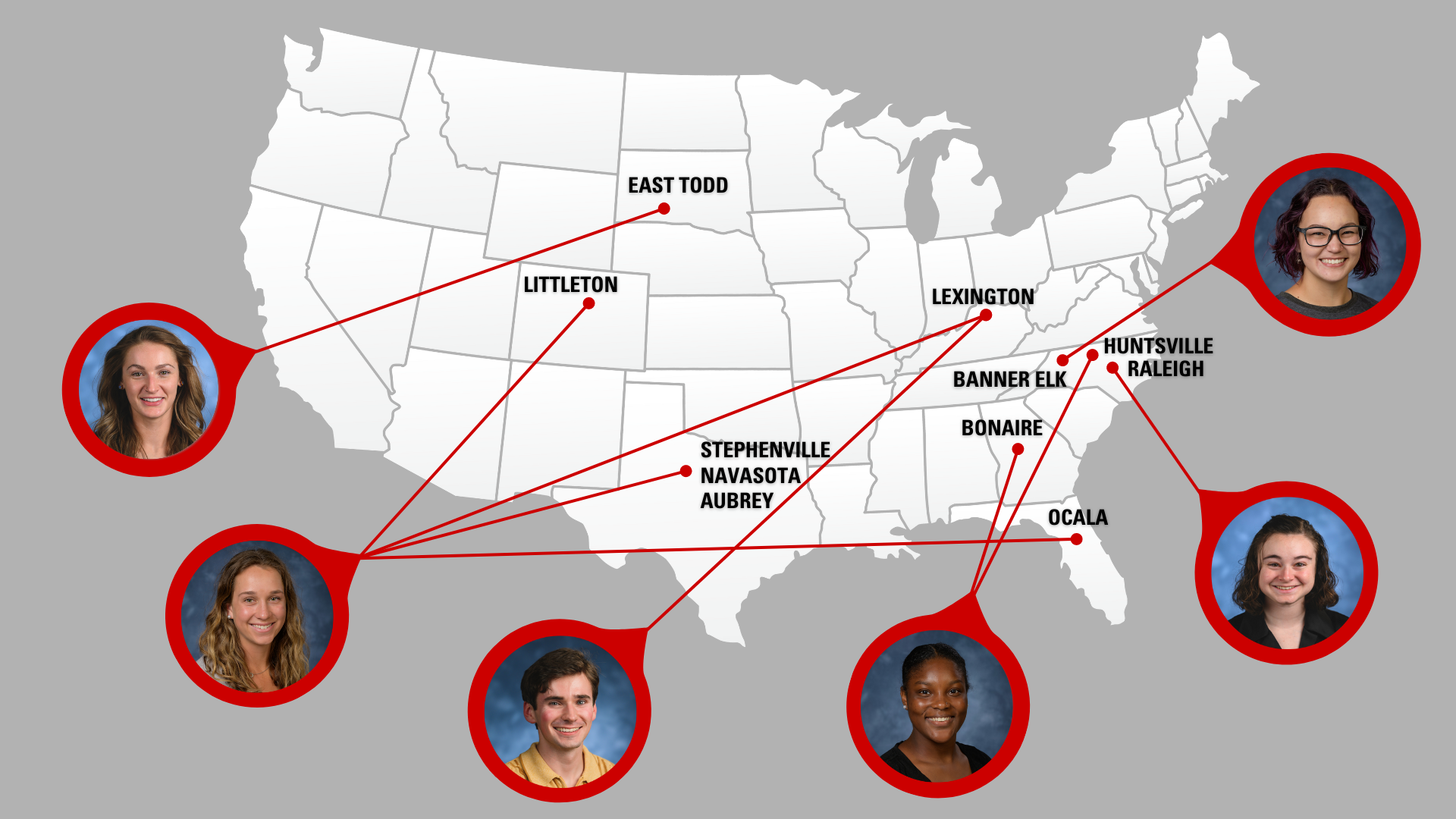 map of the United States showing where our From the Field students are headed this summer