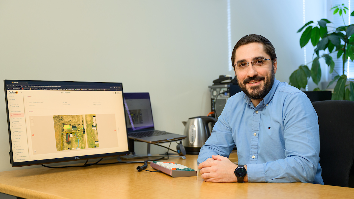 Dr. Gustav Machado developed the RABapp, shown on his computer screen.