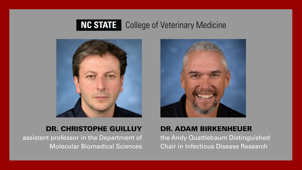 A graphic with a headshot of Dr. Christophe Guilluy and a headshot of Dr. Adam Birkenheuer